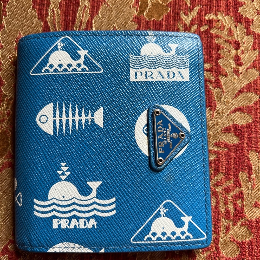 Prada Printed Saffiano Leather Wallet WHALES